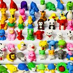 MGparty 60PCS Animal Erasers for Kids 3D Mini Pencil Erasers Puzzle for Kids Party Favor, Classroom Reward Prizes, Pinata Filler, Treasure Box, Carnival Prizes