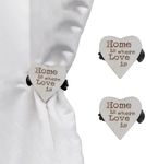 Set of 2 Wooden Heart Curtain Tiebacks – Clip Design – White/Gold