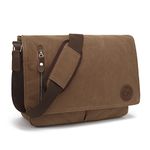 15.6 inch Messenger Bag,Casual Shoulder Sling Bag Canvas Satchel Bag Crossbody Bags for Men Women Work Office Laptop Bag - coffee