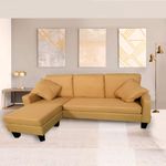 The Orion Fabric 3 Seater Solid Wood Sectional Sofa (Beige)