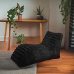 Mollismoons Fur Bean Bag Chairs for Adults Lounger Bean Bag Couch Sofa/Stripes with Microfiber/Washable/6 Months Warranty/Bean Bag Cover Without Beans (Black Color)