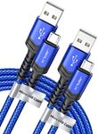 JSAUX Micro USB Cable Android Charger, (2-Pack 6.6FT) Nylon Braided Cord Compatible with Galaxy S7 S6 J7 Edge Note 5, Kindle. MP3 and More-Blue