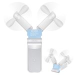 Cellet 2-In-1 Portable Handheld Mini Fans Two Speed Air Cooling USB Rechargeable Lightweight Ideal for Home, Office Amusement Park, Summer, Travel, Hiking, Running and other Outdoor Activities (White)