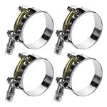 WYSIWYKA 4 Pack 304 Stainless Steel T-Bolt Hose Clamps Working Range 28mm-34mm for Heavy Duty Agriculture, Automotive and Marine Applications