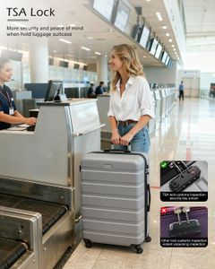 COOLIFE 28" Large Hard Shell Suitcase – Lightweight ABS+PC, Spinner Wheels, Silver