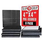 SlipToGrip Non Slip Furniture Gripper Pads | Non Skid Surface Pads Stop Sliding | Pre-Scored Multi Pack with 3/8" Felt Core (8 Pads) | Create Custom Sizes 4", 2", 1" | Anti Slip Rubber Protects Floors