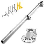 ZOMCHAIN Marine Flag Pole with Base, Flag Pole Holder, 316 Stainless Steel Flag Pole Set for Boat, Yacht, Truck and Yard - Flag Pole 29.92inch/76cm