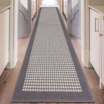 Ileading Hallway Runner Rug 2'x10' Heavy-Duty Durable Entryway Mat with Non Slip Rubber Backing for Busy Traffic Extended Indoor Doormat Grey Farmhouse Washable Kitchen Throw Rug for Corridor Office