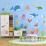 decalmile Under the Sea Dolphin Fish Wall Stickers Kids Room Wall Decor Vinyl Peel and Stick Wall Decals for Baby Nursery Childrens Bedroom Bathroom Decoration