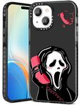 Qerrassa for iPhone 15 Case Cute Cartoon Character i 15 Case for Girly Teens Girls Women Phone Cover Fun Unique Kawaii Soft TPU Bumper Protective Case for iPhone 15, Black Skull