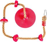 Toy Park Kids Disc Swing Climbing Rope Set with Platforms for Indoor & Outdoor, Playground Set, Backyard Fun with Carabiner - Red Color