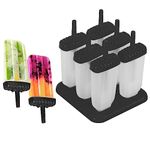 Storite Set of 6 Plastic Reusable Ice Pop Makers, Homemade Popsicle/Frozen Ice Cream Moulds Tray/Kulfi Candy Ice Lolly Mold for Children & Adults - Black