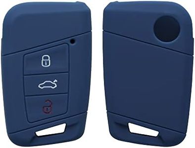 kwmobile Accessoire clé de Voiture Compatible avec VW (Keyless Go Uniquement) 3-Bouton - Coque en Silicone Souple pour Clef de Voiture Bleu foncé