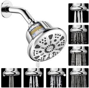 ALTON FLT40500, 5-INCH, 7-Function, 15-Stage Shower Head Filter For Hard Water With Shower Arm and Flange | Water Softener For Bathroom | Silver