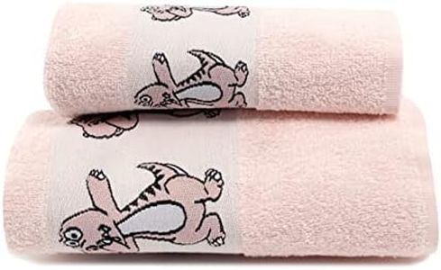 Asciugamani Made In Italy Set Viso E Bidet Bambini Coppia Asciugamano Bagno Mani (50 X 90 Cm) + Ospite (40 X 55 Cm) Fantasia Dinosauro Rosa 100% Spugna Cotone Asilo Scuola Materna (Rosa)