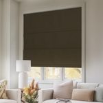 HOTSOON Blackout Roman Shades for Window,Cordless Linen Roman Window Shades, Custom Washable Fabric Roman Blinds, Thermal Insulation UV Protection for Home Living Room Loft, Brown,32-33"W x 20-40"H.