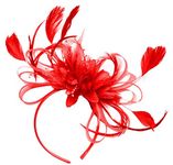 Women Red Fascinator for Weddings on Headband Wedding Ascot, Red, Unisize