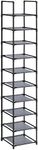 SONGMICS Shoe Rack, 10 Tier Shoe Shelf, Shoe Storage Organizer, Space-Saving, 13 x 13 x 68.1 Inches, Metal Frame, Non-Woven Fabric Shelves, for Entryway, Bedroom, Grey ULSR110G01