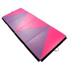 Soozier 4'x10'x2" Folding Gymnastics Tumbling Mat, Exercise Mat with Carrying Handles for Yoga, MMA, Martial Arts, Stretching, Core Workouts, Pink and Purple