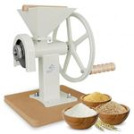 Manual Hand Grain Mill White | Heavy-Duty Hand Operated Food Grinder for Wheat, Corn, Oats, Coffee Beans, Rice & Dry Grains | Hand Crank Kitchen Flour Mill for Home, Camping, Survival & Everyday Use
