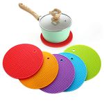 Silicone Trivet, Giftorld 5 PCS Trivet Mat, Hot Pads, Heat Resistant Coasters,Cup Insulation Mat, Tableware Insulation Pad Potholders, Non-slip Mat, Flexible (5 PCS - Round)