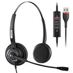 Arama USB Headset with Microphone Noise Cancelling & In-Line Control, Stereo PC Headphone for Laptop Computer Business Home Office Call Center Skype Zoom, Clear Chat, Super Light