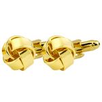 Peluche Classy Golden Gloss Finish Knot Premium Cufflinks