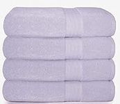 GLAMBURG Premium Cotton 4 Pack Bath Towel Set - 100% Pure Cotton - 4 Bath Towels 27x54 - Ideal for Everyday use - Ultra Soft & Highly Absorbent - Purple