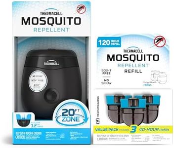 Thermacell Patio Shield Mosquito Repellent E-Series Rechargeable Repeller; 20’ Mosquito Protection Zone; Includes 12-Hour Repellent Refill & 120-Hour Refill; Bug Spray Alternative