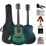 Winzz Acoustic Guitar 3/4 Size for Kids and Adults Beginners, Folk Guitar Green Starter Kit