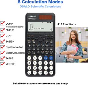 OSALO Scientific Calculator – 417 Functions, 2-Line Display, Solar/Battery, Black