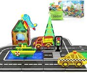 Magnetic Tiles City Road Set Kids Toys Sensory Games for 3 Year Old Boys and Girls, Magnetic Blocks for Kids Age 3-5 4-8 Classroom Must Haves Preschool Learning Outdoor Toys