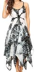 Sakkas 902 Annabella Corset Bodice Handkerchief Hem Dress - White/Black - One Size Regular