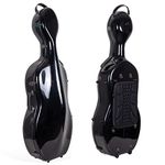 Crossrock Fiberglass Cello 4/4 Full Size Hardshell Case with Wheels in Black (CRF1000CEFBK)