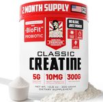 Classic Creatine – Creatine Monohydrate with BioFit Probiotics - Micronized & Quality Controlled – Muscle Growth & Strengh – Exclusive BioFit Probiotics for Fast Absorption & No Bloating – 60 Servings