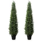 Fopamtri Artificial Plants Outdoor 150 cm Cypress Tree Fake Plants Plastic in Pot, UV Rated Cedar Tree for Indoor Outdoor Home Garden Porch Decor(2 Pack)