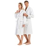 English Home 100% Turkish Cotton Terry Towelling Bathrobe, Absorbent Shawl Collar Womens Dressing Gowns, Soft Mens Dressing Gowns, Towelling Dressing Gown for Shower Spa, Premium