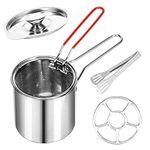 Deuson Deep Fryer with Strainer Basket and Handle Stainless Steel Fry Pot Durable Food Grade Outdoor Fryer with Lid Portable Food Cooking Pot for Frying Fish Shrimp Chicken and Fries(C)