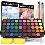 Nicpro Watercolor Paint Set, 48 Water Colors Kit with 8 Squirrel Brushes, Palette, Watercolor Pen, 25 Art Pad Paper, 2 Art Sponges, Non-toxic Painting Supplies for Kids, Adults, Beginners, Artists