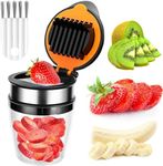 BoomQQ Cup Slicer, Fruit Cutter, Fruit Slicer, Strawberry Slicer, Egg Cutter, Banana Slicer, Kiwi Cutter Heavy Duty Stainless Steel for Soft Fruit, Quickly Making Fruit Vegetable Salad