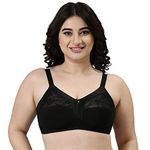 Enamor A014 Super Contouring M-Frame Full Support Bra - Supima Cotton, Non-Padded, Wirefree & Full Coverage Black