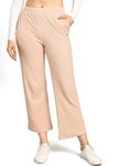 Alan Jones Clothing Women's Solid Stretch Waffle Straight Pants (Pink_2XL)