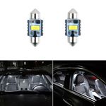 BKN® C5W C10W LED Bulb 31mm Universal Car Interior Ultra Super Bright Roof Light Reading Dome Bulb Lamp with Festoon Holder (White, 2pcs)