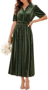 Sissyaki Womens Velvet Maxi Dress Fall Wedding Guest Dress Shirt Dress L