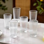 Primeworld Rob Ribbed 350Ml Juice Glass Water Cocktail Mocktail Lassi Smoothies Milk Cold Drink Mixed Drink Soda Beer Glasses For Daily Use For Home Bar Parties - White