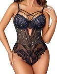 Avidlove Lingerie for Women Naughty Outfits Babydoll Teddy Chemise Exotic Sheer Lingerie Black Lingerie