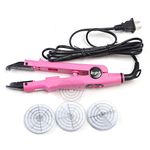 NEITSI Fusion Hair Iron Human Hair Extensions Tools Kit 1Pcs Hair Connector With 50Pcs Hair Spacer Template 1000Pcs Italian Keratin Glue Beads (TYPE 2, Pink)
