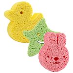 minkissy 3pcs Children's Bath Sponge Bath Sponge Baby Rabbit Bath Sponge Bath Scrubber Body Bath Sponge Sponges for Body Cute Bath Sponge Bath Products Toddler Soft Wood Pulp Cellulose