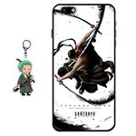 Compatible with iPhone 6 Plus/iPhone 6s Plus Case One Piece Anime Design [with Roronoa Zoro Figure Keychain], Soft Silicone TPU Animation Cool Phone Case for iPhone 6 Plus/iPhone 6s Plus