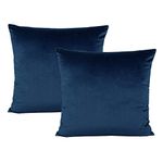 Dark Blue Velvet Cushion Covers Soft Decorative Solid Color Throw Pillow Covers Square Home Decor for Couch Sofa Bedroom Car Patio 18"x18" Set of 2